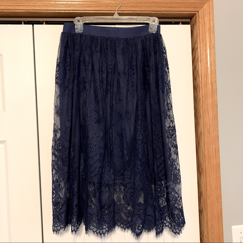 Navy Blue Overlay lace Skirt